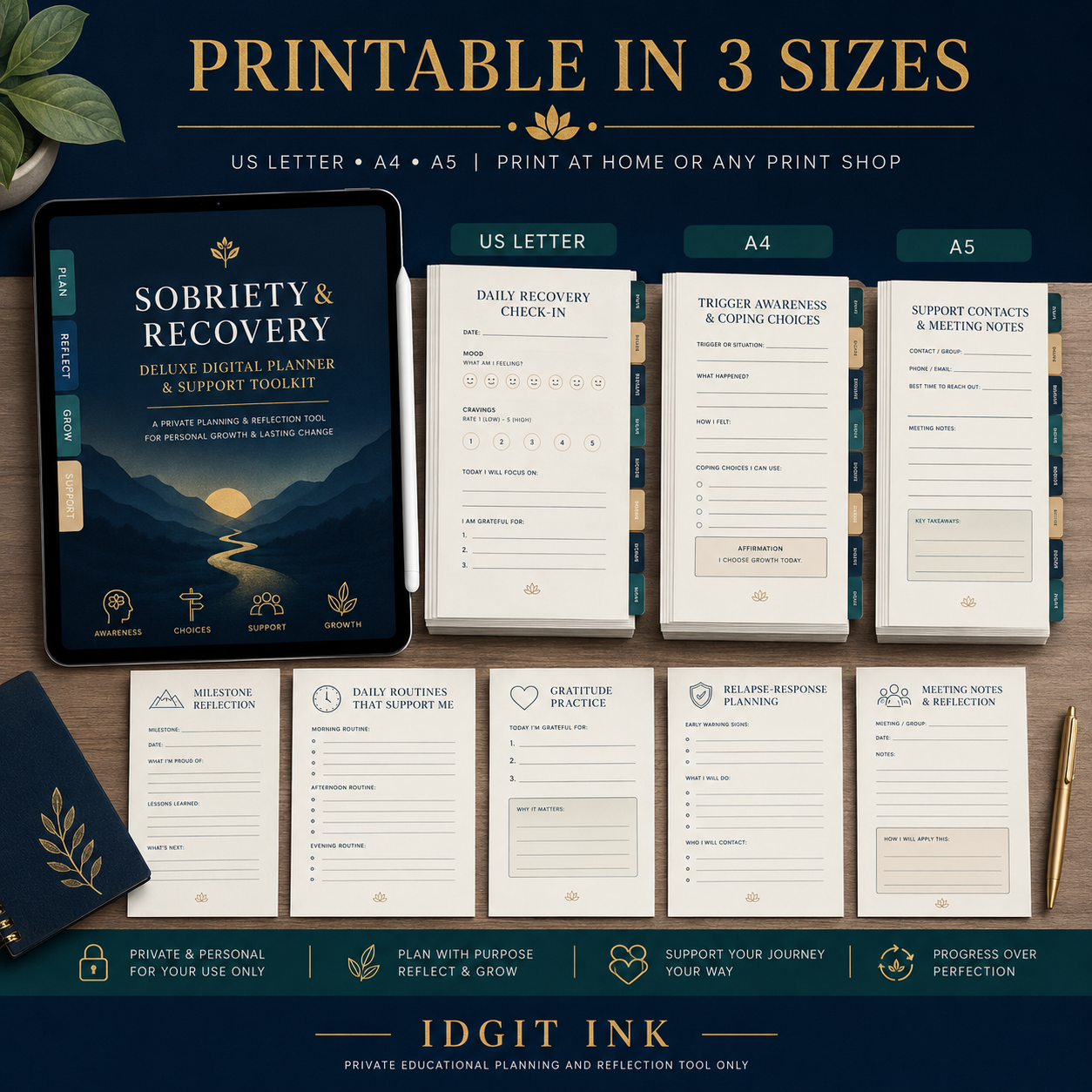 Sobriety and Recovery Deluxe Digital Planner and Support Toolkit listing image 5 of 10
