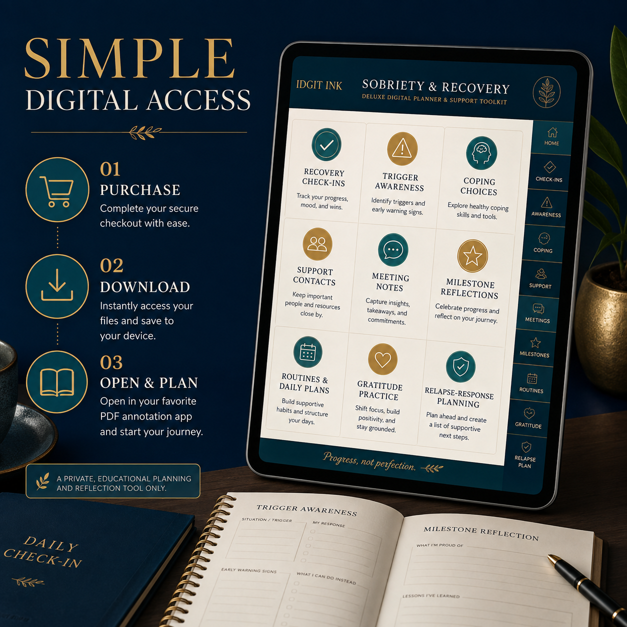 Sobriety and Recovery Deluxe Digital Planner and Support Toolkit listing image 9 of 10