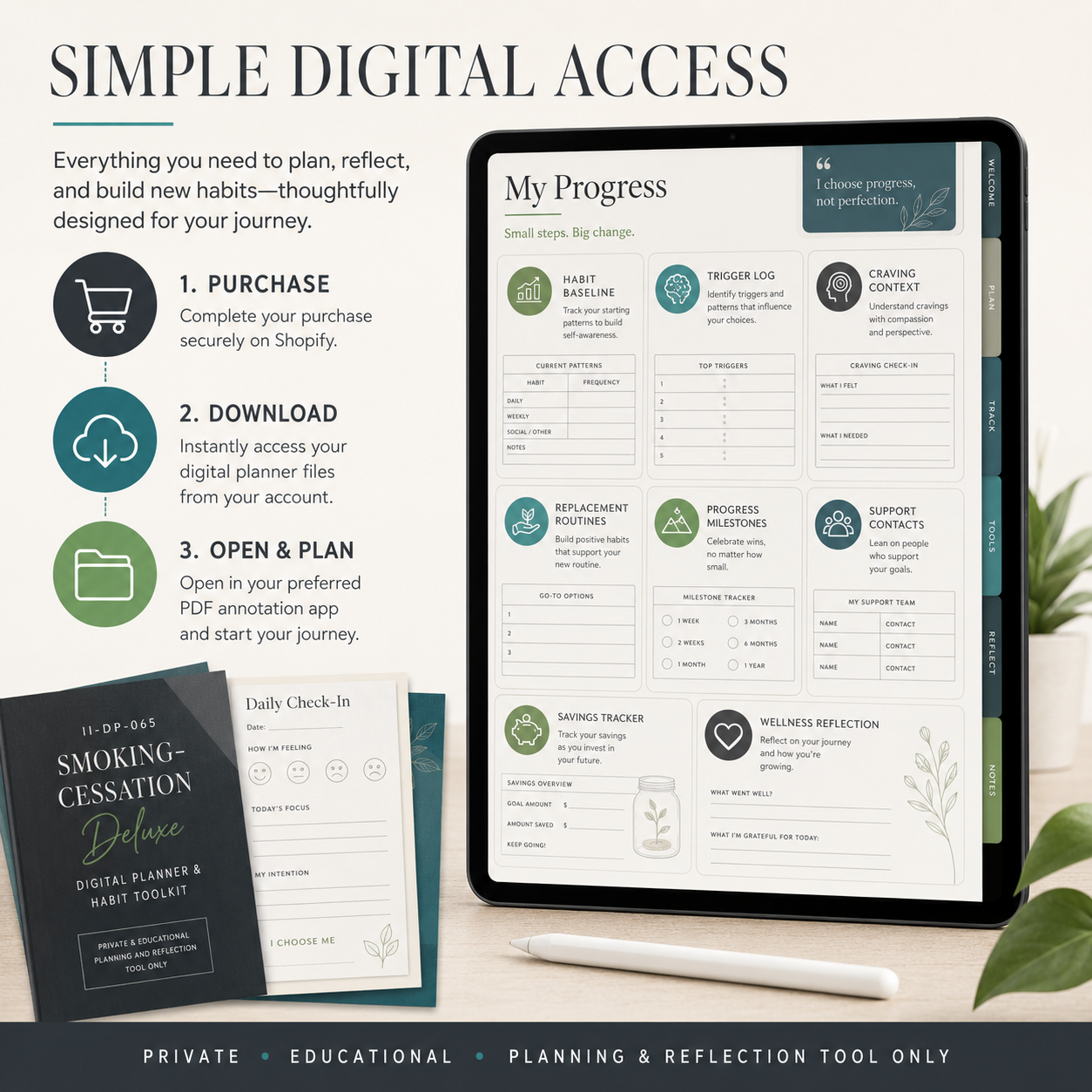 Smoking-Cessation Deluxe Digital Planner and Habit Toolkit listing image 8 of 10