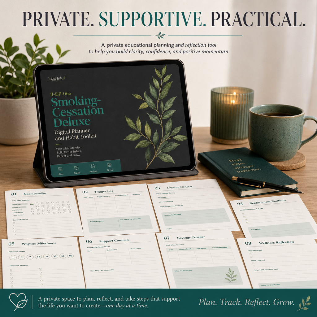 Smoking-Cessation Deluxe Digital Planner and Habit Toolkit listing image 9 of 10