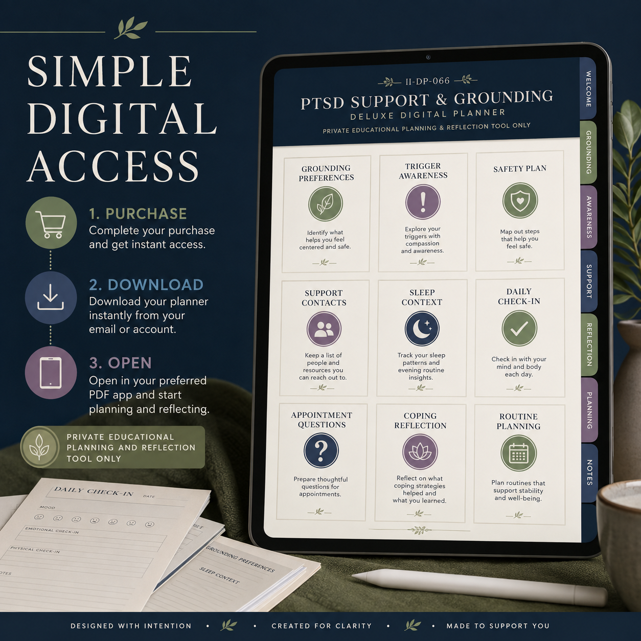 PTSD Support and Grounding Deluxe Digital Planner — listing image 07