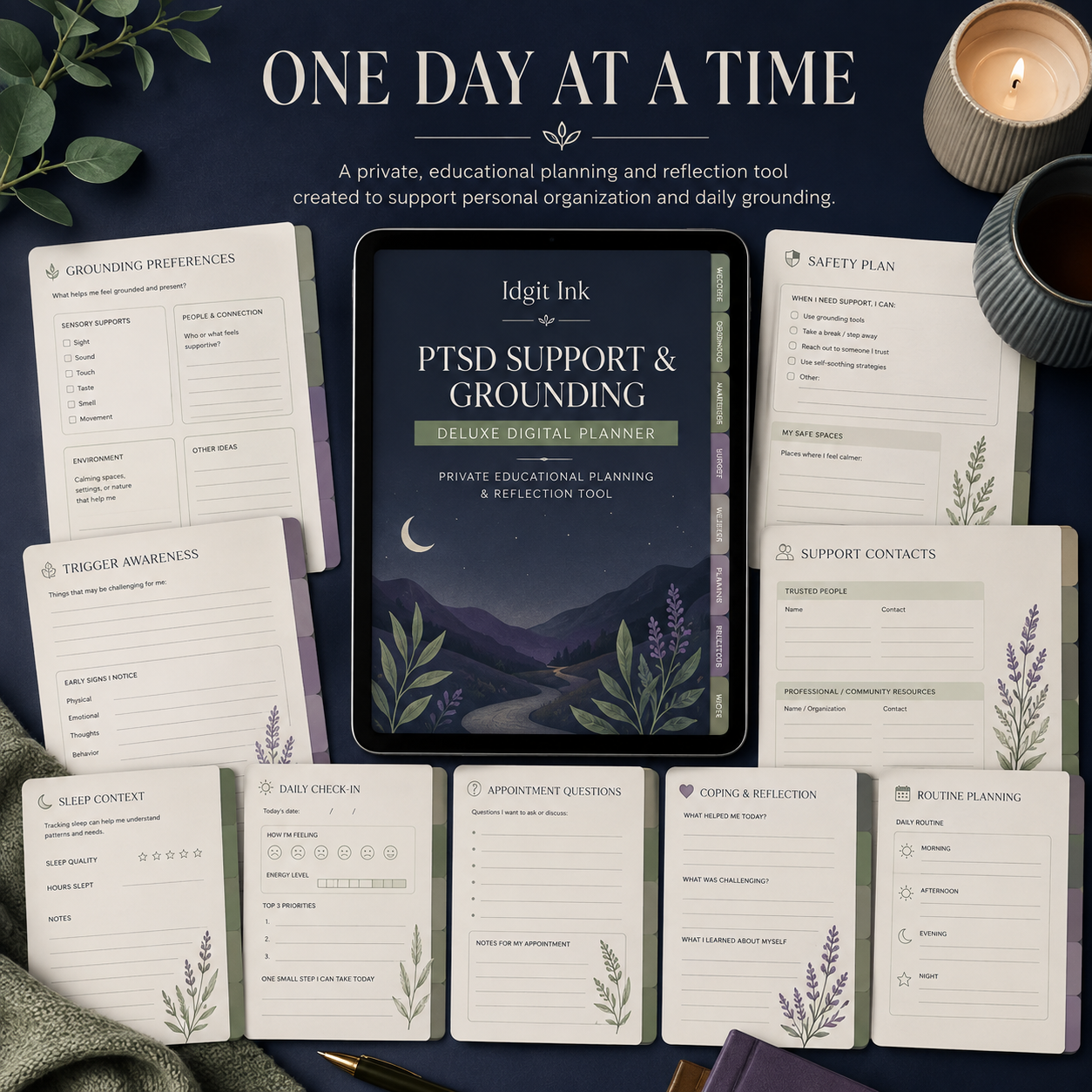 PTSD Support and Grounding Deluxe Digital Planner — listing image 08