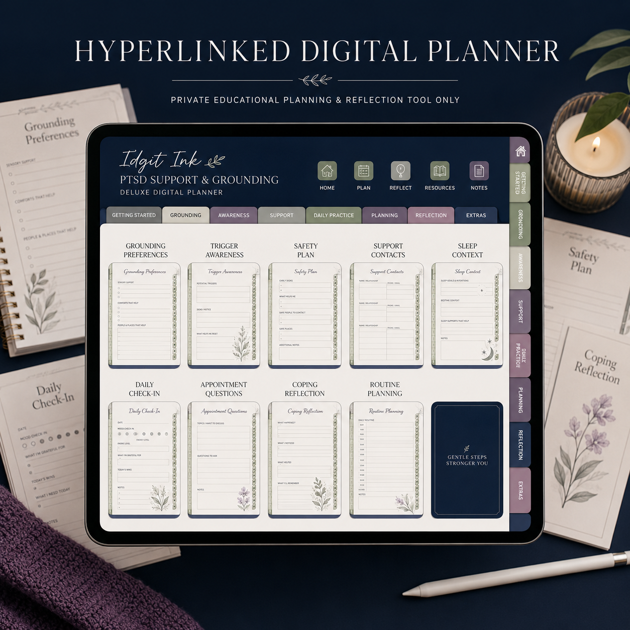 PTSD Support and Grounding Deluxe Digital Planner — listing image 09