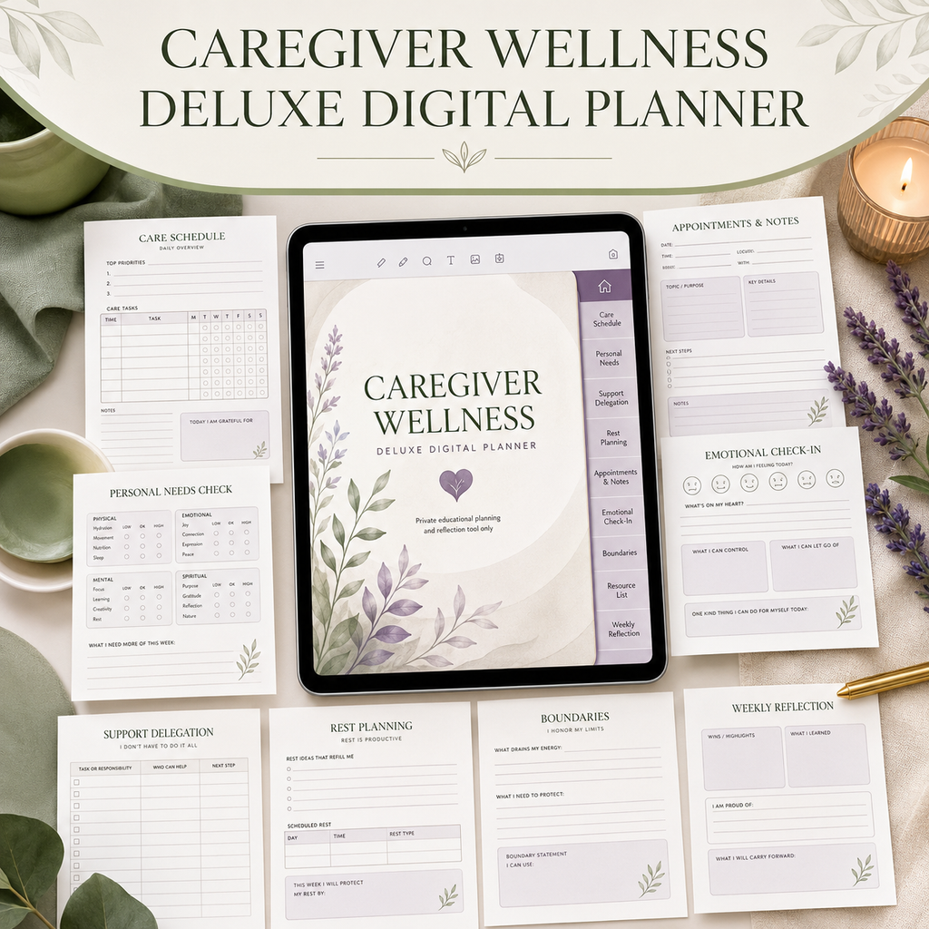Caregiver Wellness Deluxe Digital Planner and Support Organizer listing image 1 of 10