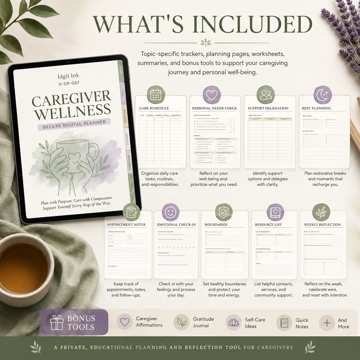 Caregiver Wellness Deluxe Digital Planner and Support Organizer listing image 2 of 10