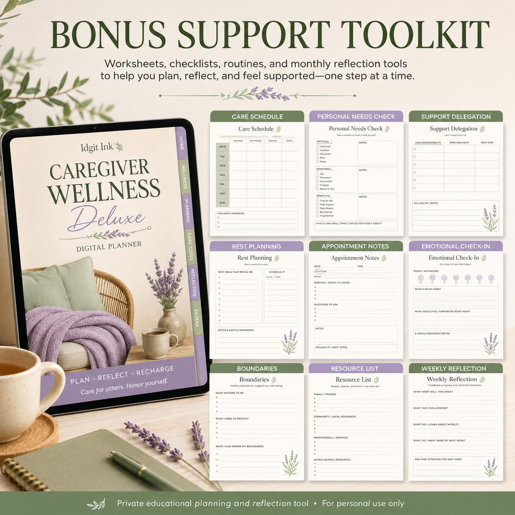 Caregiver Wellness Deluxe Digital Planner and Support Organizer listing image 9 of 10