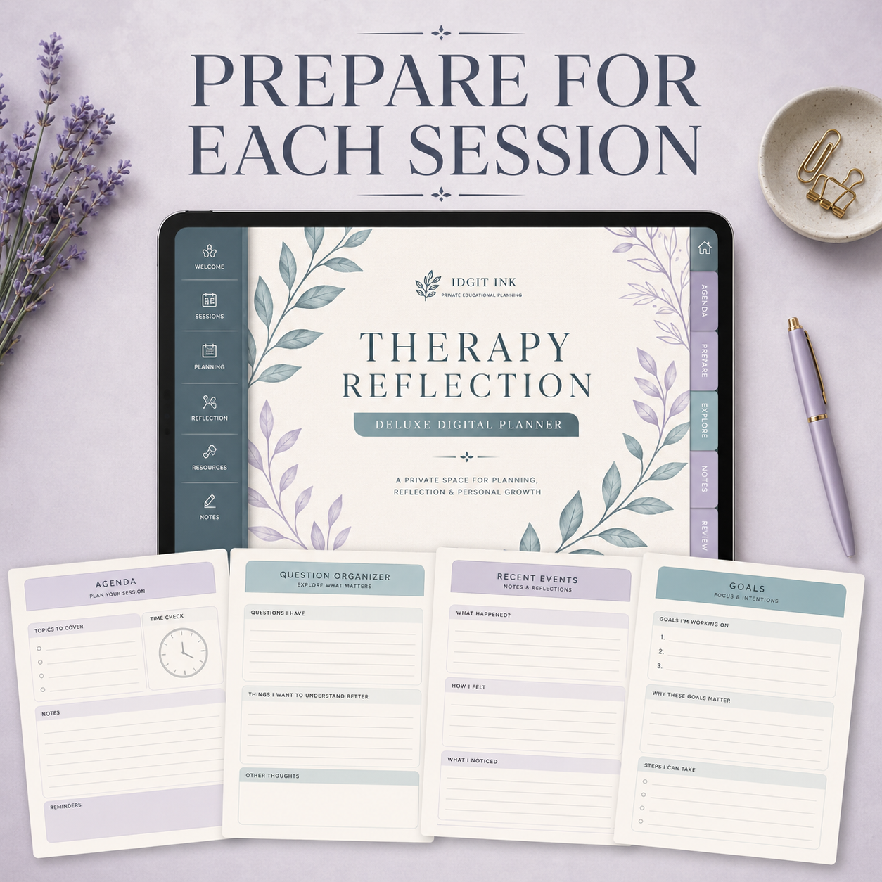 Therapy Reflection Deluxe Digital Planner and Session Companion — listing image 03