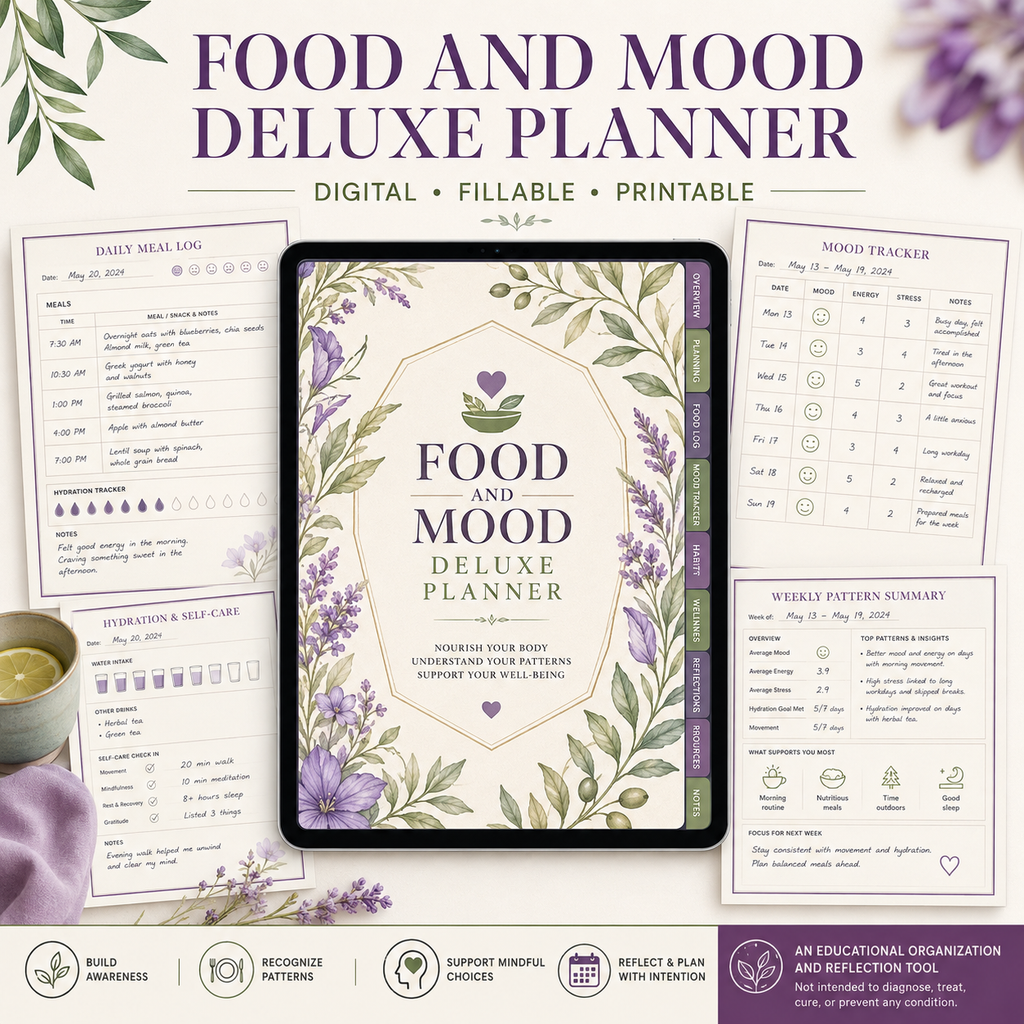 Food and Mood Deluxe Digital Tracking Planner — listing image 02