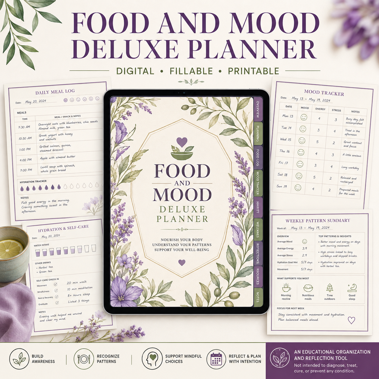 Food and Mood Deluxe Digital Tracking Planner — listing image 02