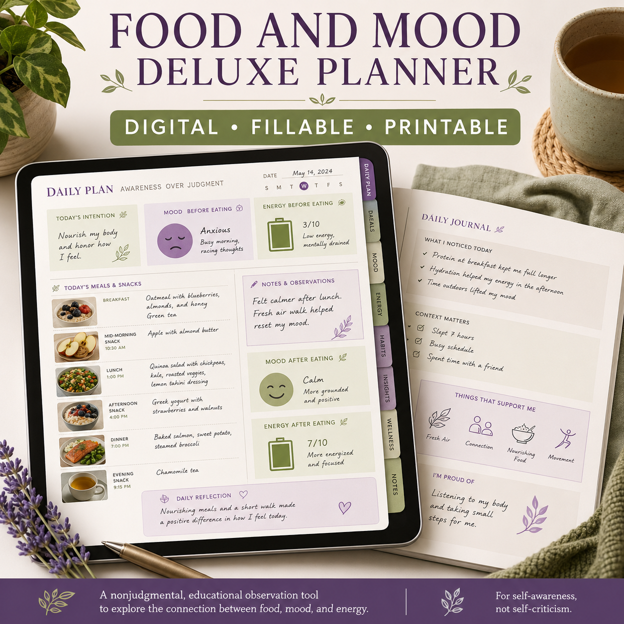 Food and Mood Deluxe Digital Tracking Planner — listing image 05