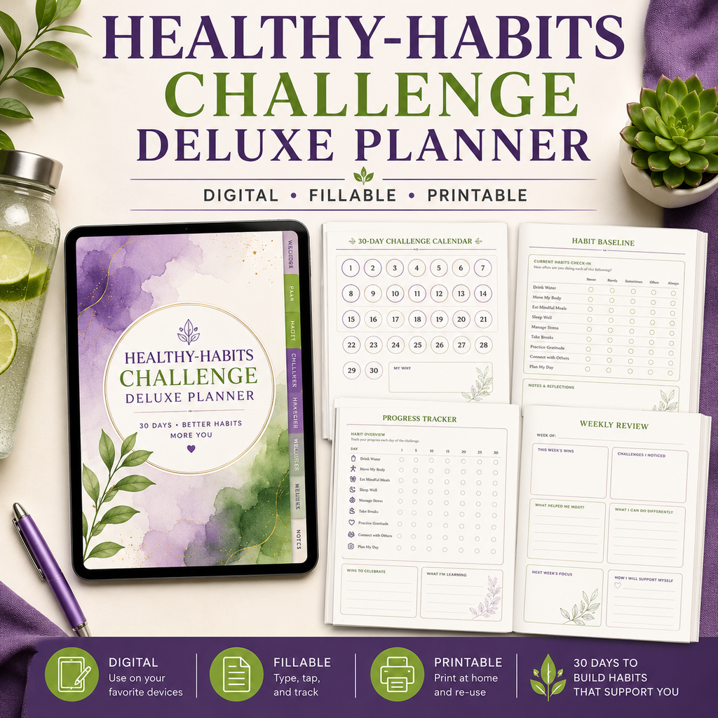 Healthy-Habits Challenge Deluxe Digital Planner — listing image 01