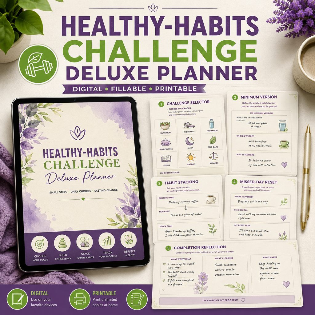 Healthy-Habits Challenge Deluxe Digital Planner — listing image 02