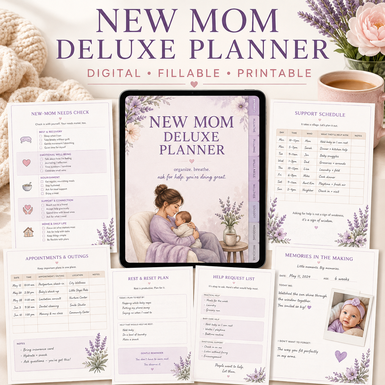 New-Mom Deluxe Digital Planner and Support Bundle — listing image 01