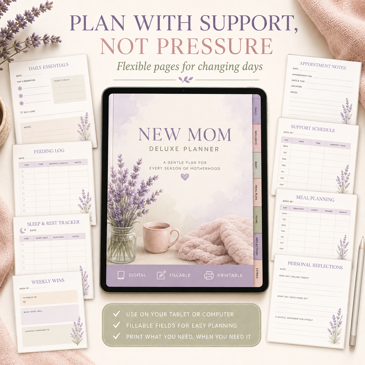New-Mom Deluxe Digital Planner and Support Bundle — listing image 04
