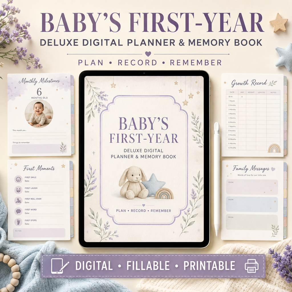 Baby’s First-Year Deluxe Digital Planner and Memory Book listing image 1 of 10