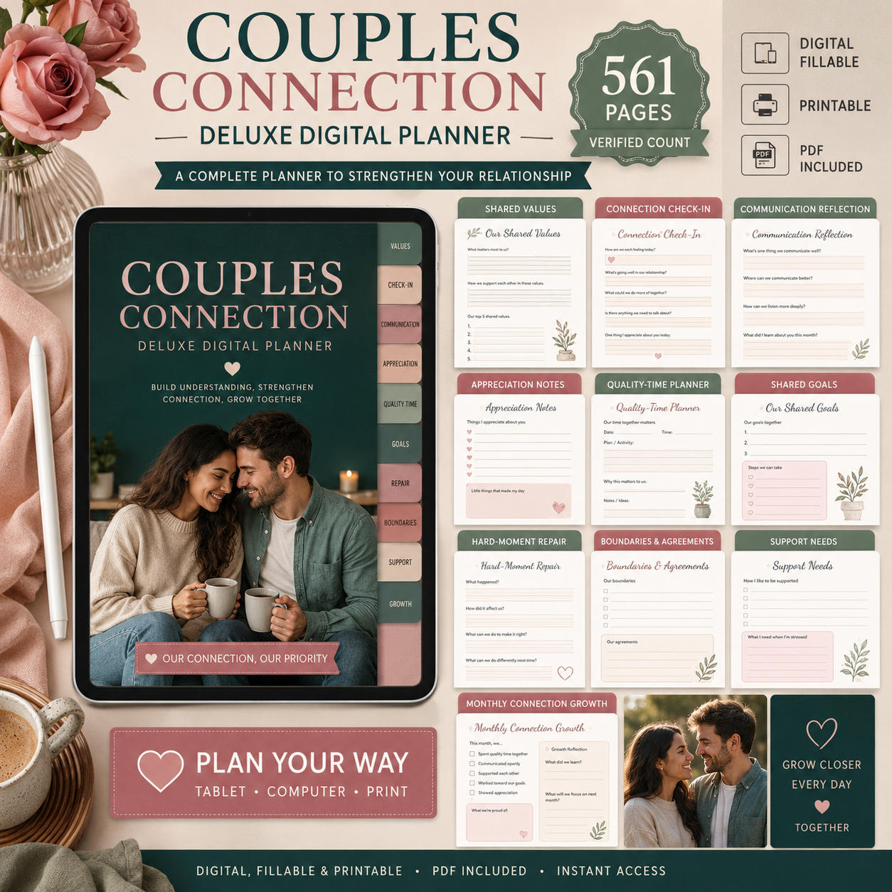 Couples Connection Deluxe Digital Planner and Relationship Bundle listing image 6 of 10