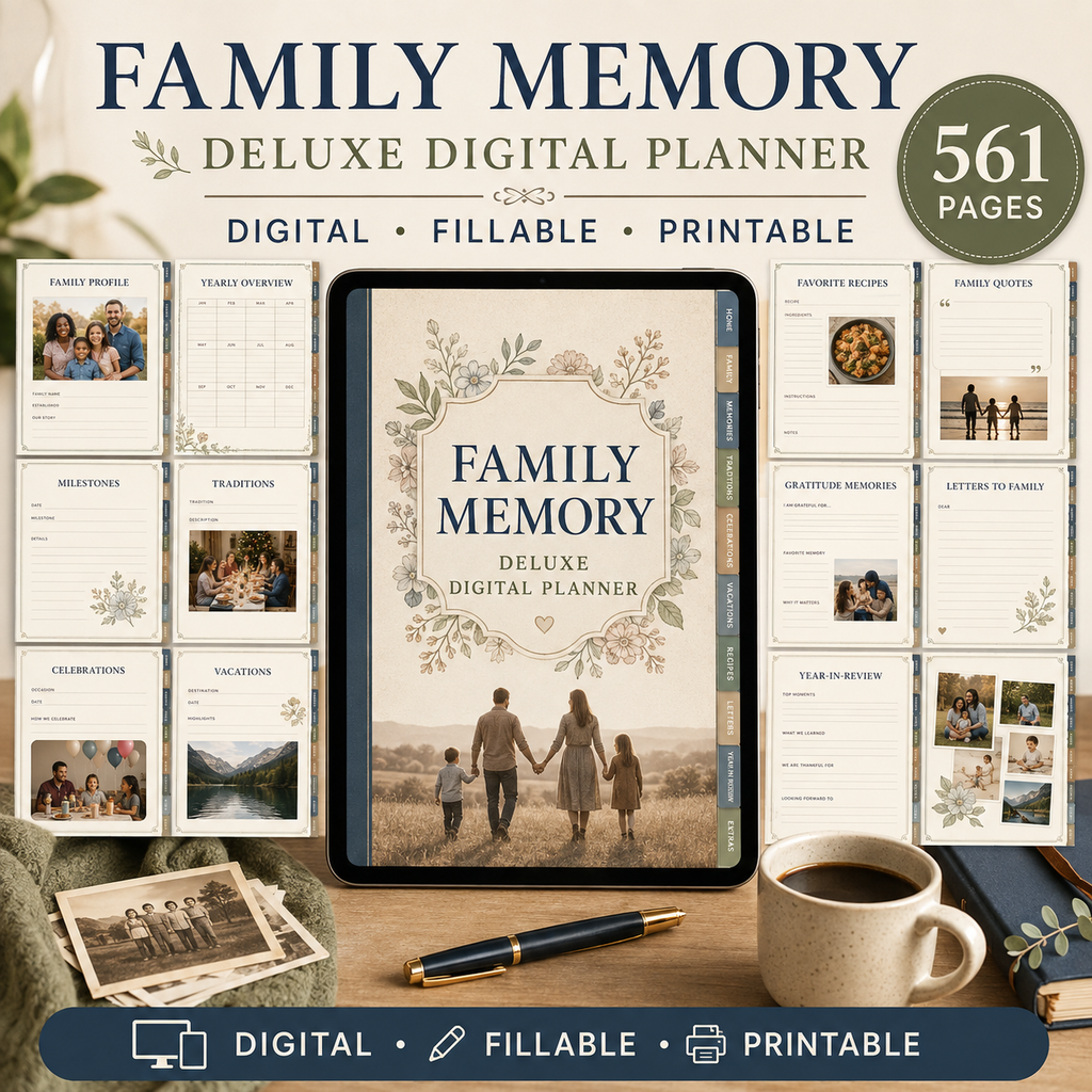Family Memory Deluxe Digital Planner and Keepsake Book listing image 1 of 10
