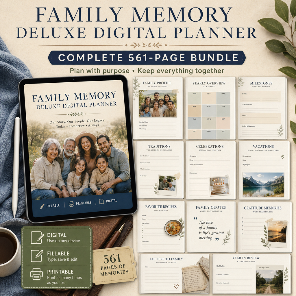 Family Memory Deluxe Digital Planner and Keepsake Book listing image 2 of 10