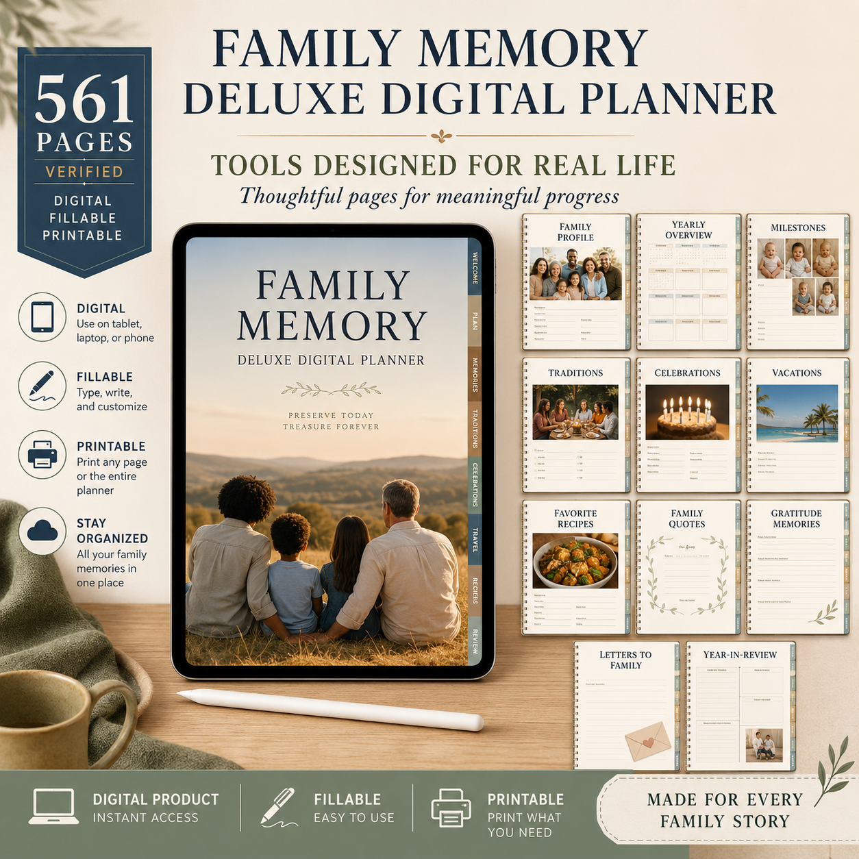 Family Memory Deluxe Digital Planner and Keepsake Book listing image 3 of 10