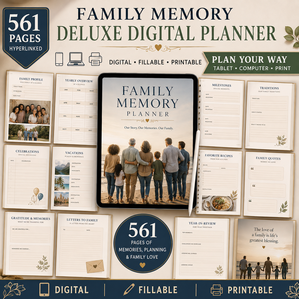 Family Memory Deluxe Digital Planner and Keepsake Book listing image 6 of 10