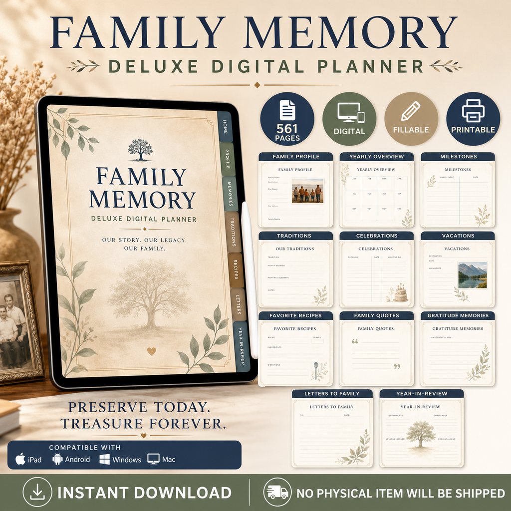 Family Memory Deluxe Digital Planner and Keepsake Book listing image 9 of 10