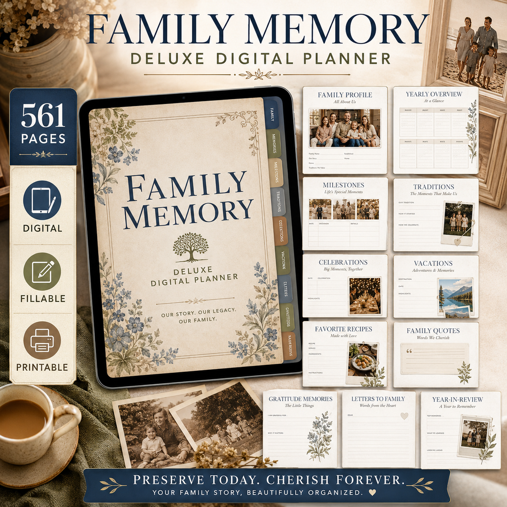Family Memory Deluxe Digital Planner and Keepsake Book listing image 10 of 10
