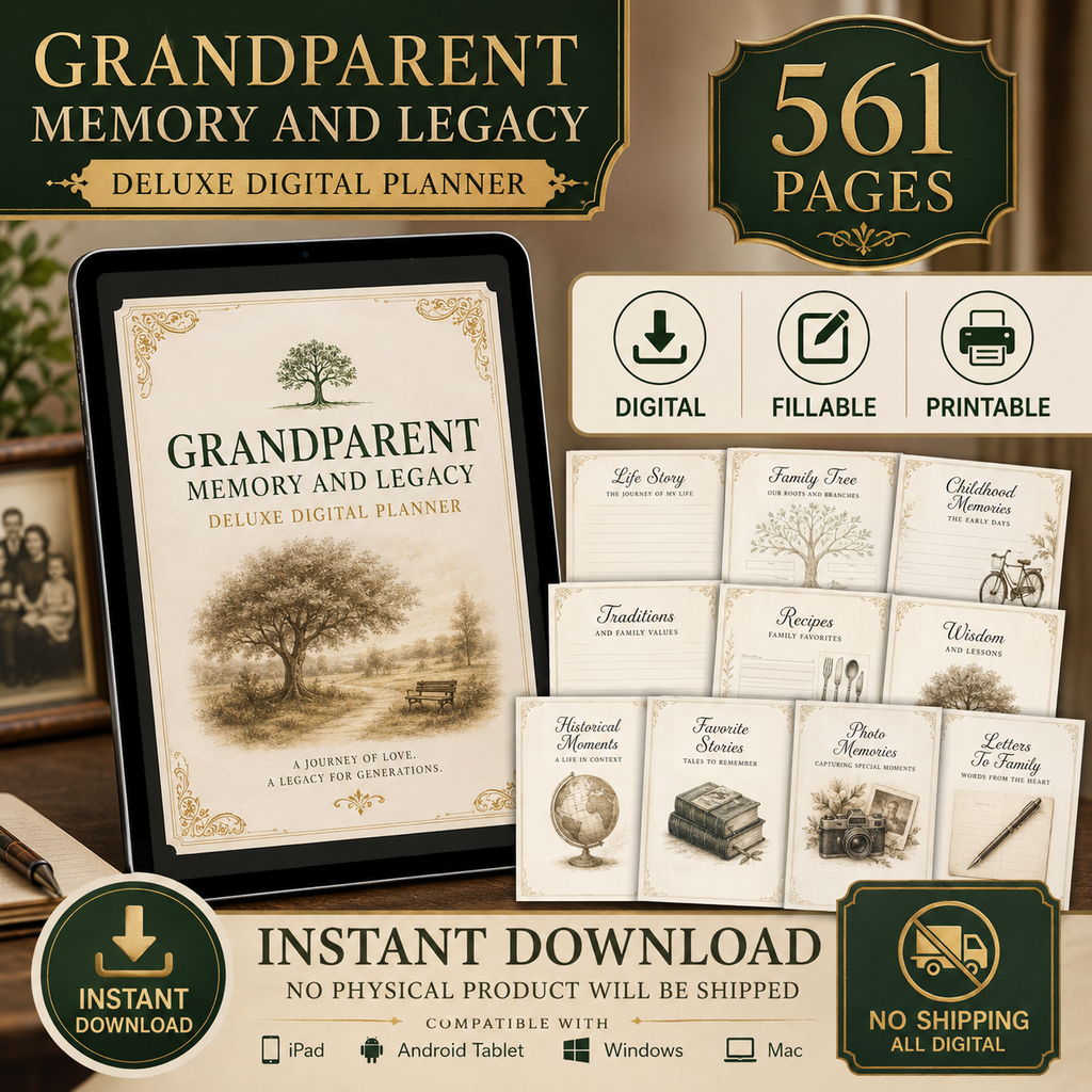 Grandparent Memory and Legacy Deluxe Digital Planner listing image 1 of 10