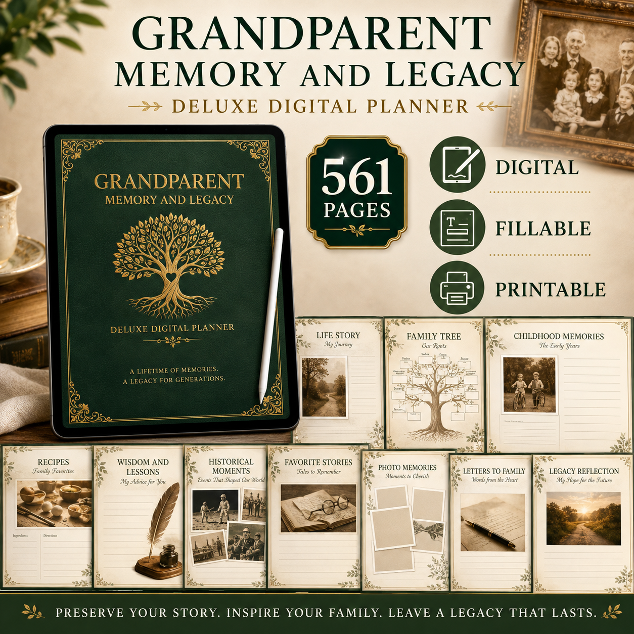Grandparent Memory and Legacy Deluxe Digital Planner listing image 2 of 10