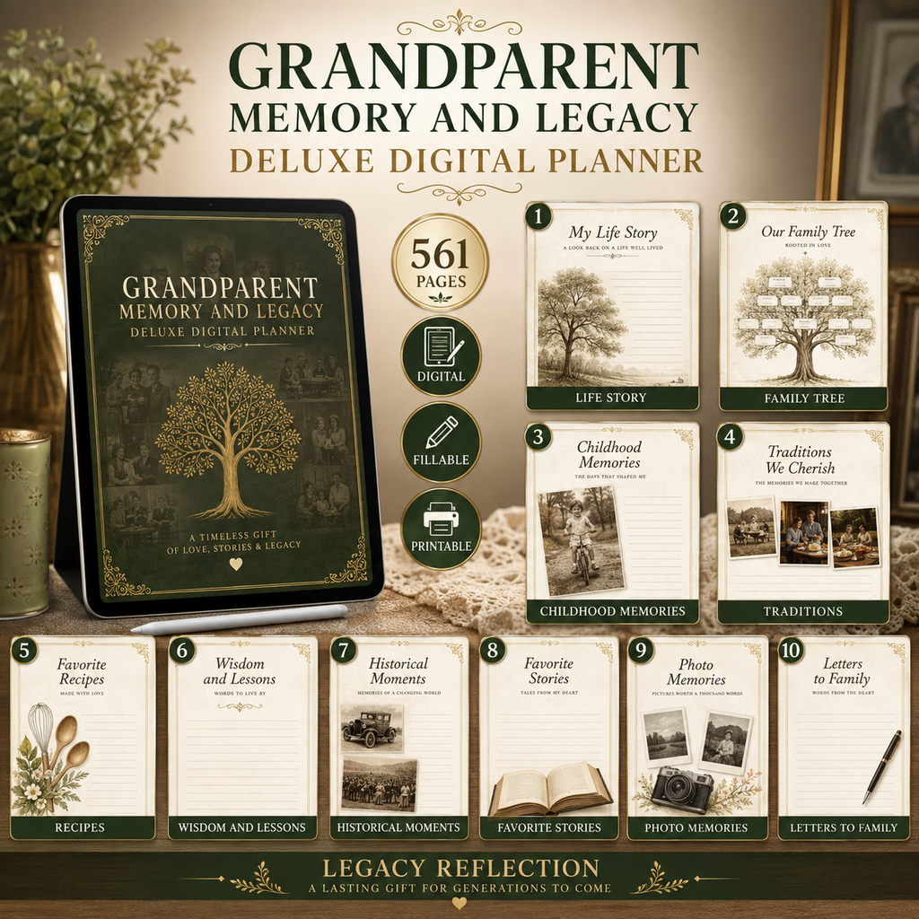 Grandparent Memory and Legacy Deluxe Digital Planner listing image 3 of 10