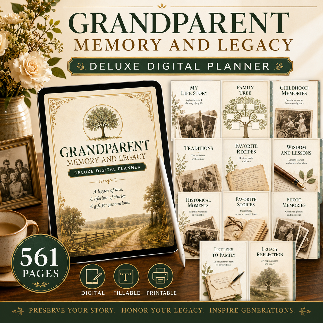 Grandparent Memory and Legacy Deluxe Digital Planner listing image 4 of 10