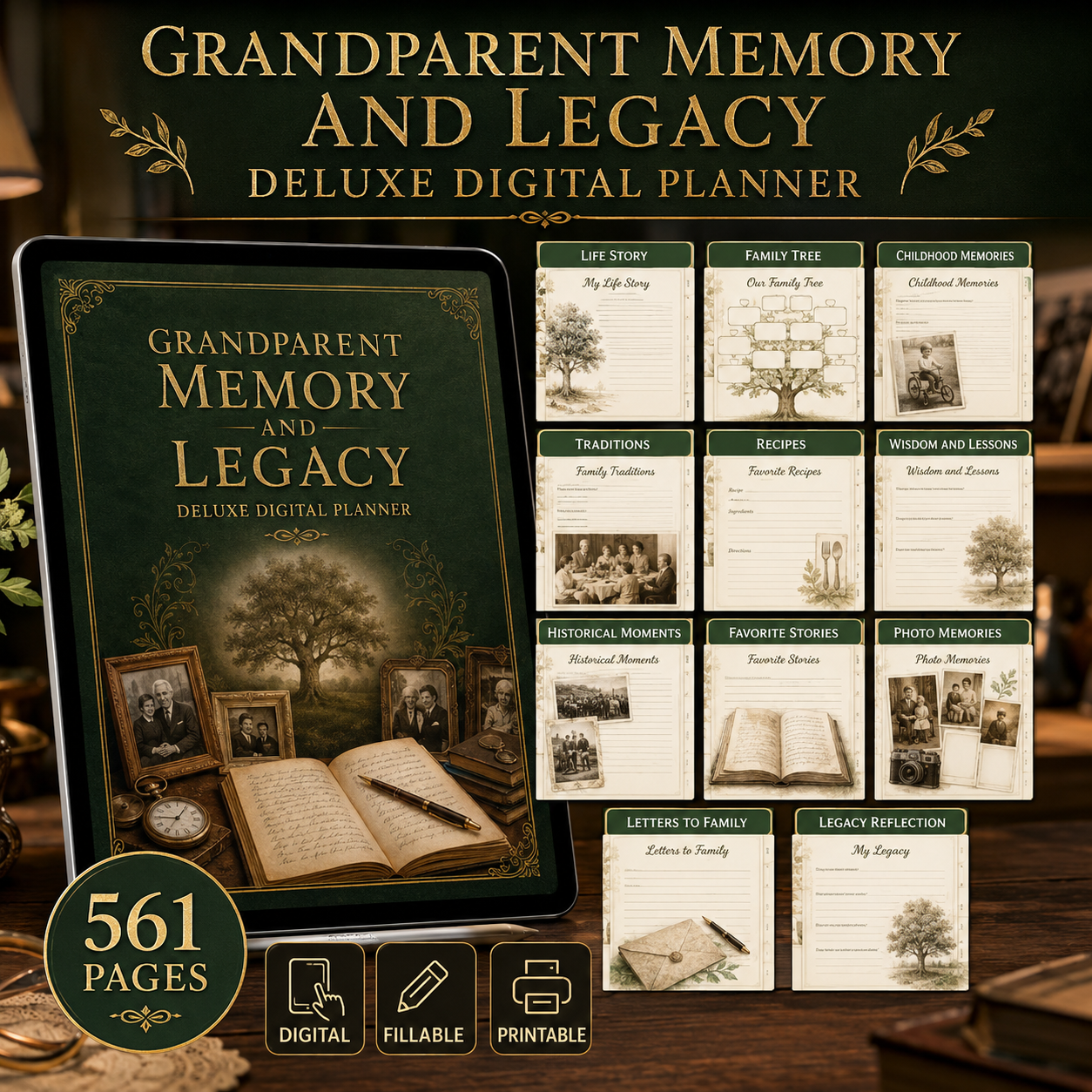 Grandparent Memory and Legacy Deluxe Digital Planner listing image 6 of 10