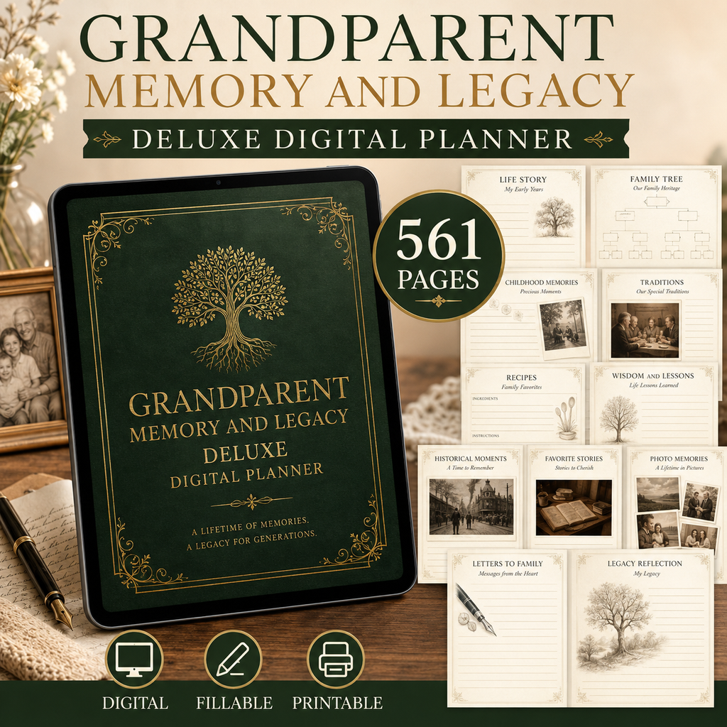 Grandparent Memory and Legacy Deluxe Digital Planner listing image 7 of 10