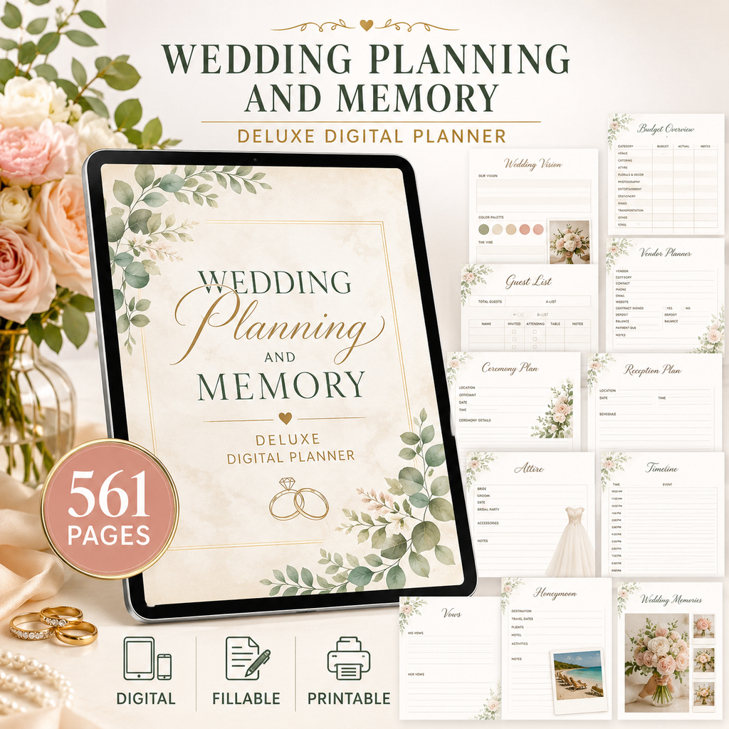 Wedding Planning and Memory Deluxe Digital Planner listing image 3 of 10