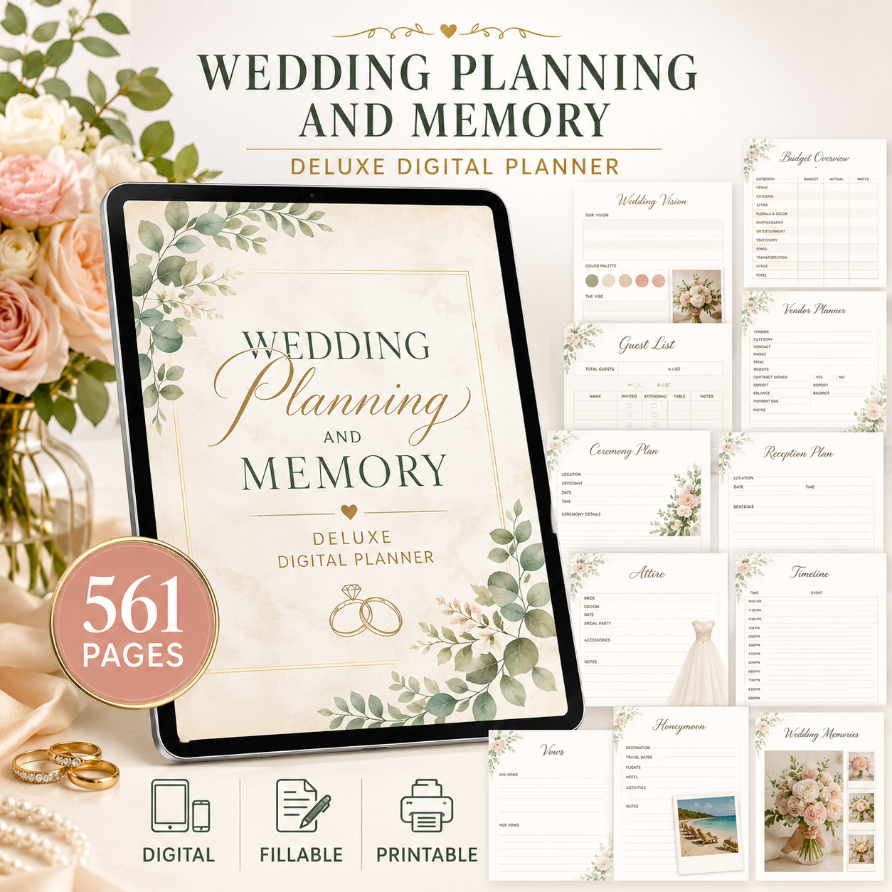 Wedding Planning and Memory Deluxe Digital Planner listing image 3 of 10