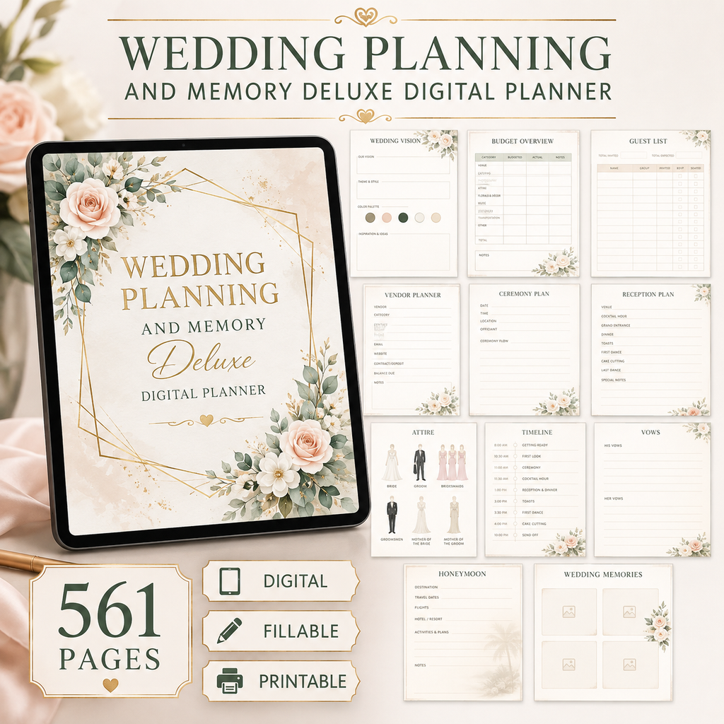Wedding Planning and Memory Deluxe Digital Planner listing image 5 of 10