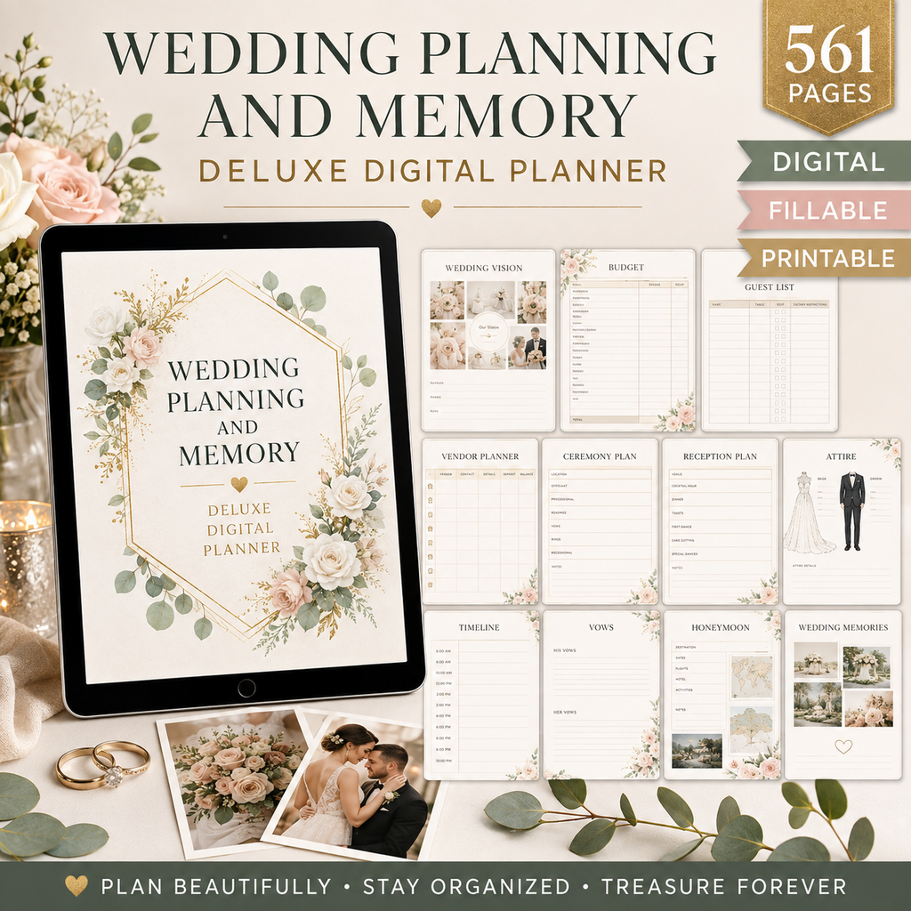 Wedding Planning and Memory Deluxe Digital Planner listing image 7 of 10