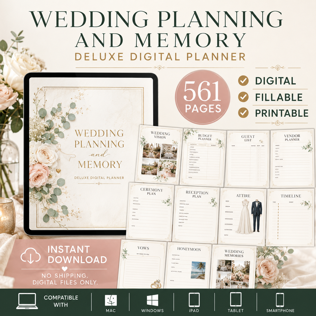 Wedding Planning and Memory Deluxe Digital Planner listing image 10 of 10