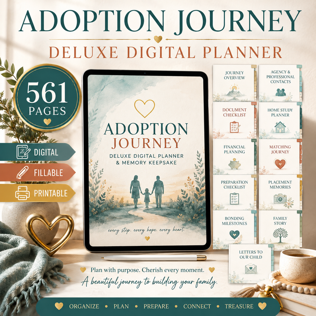 Adoption Journey Deluxe Digital Planner and Memory Keepsake — listing image 01