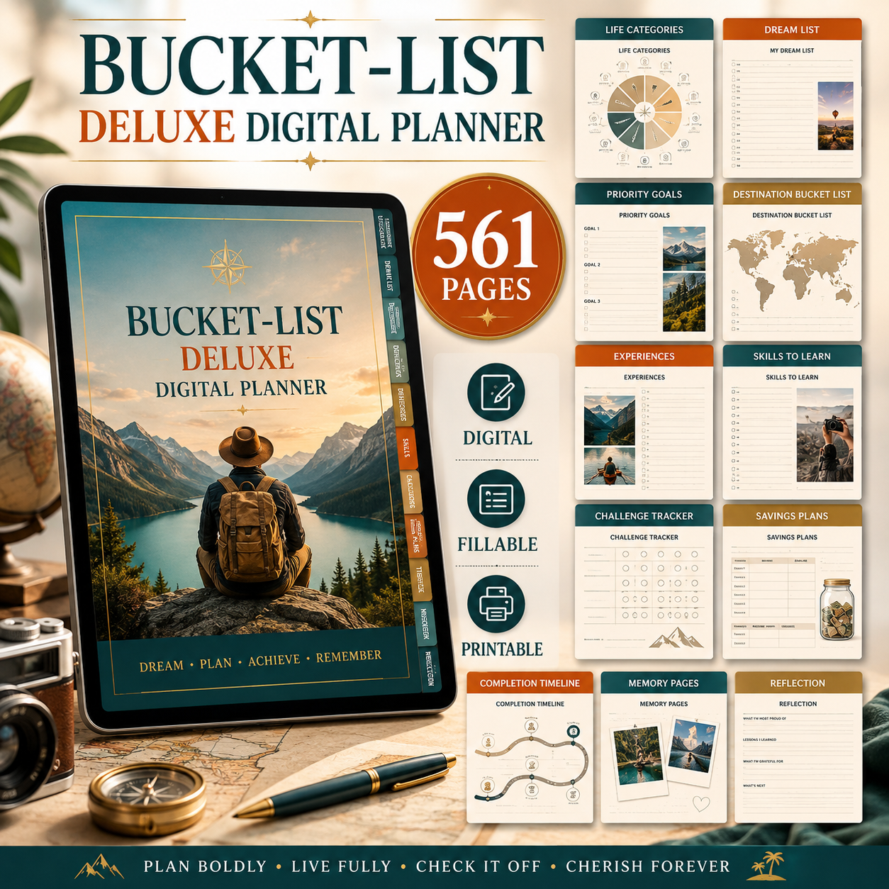 Bucket-List Deluxe Digital Planner and Adventure Journal — listing image 01