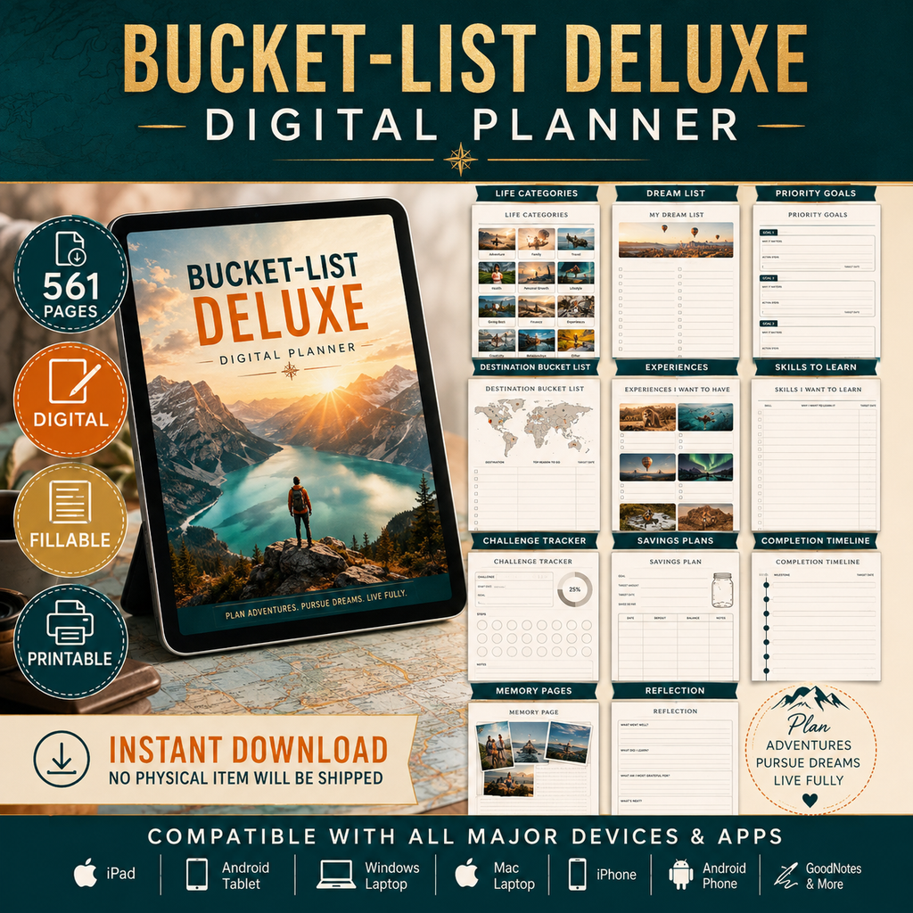 Bucket-List Deluxe Digital Planner and Adventure Journal — listing image 09