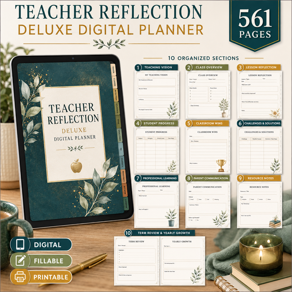 Teacher Reflection Deluxe Digital Planner — listing image 02