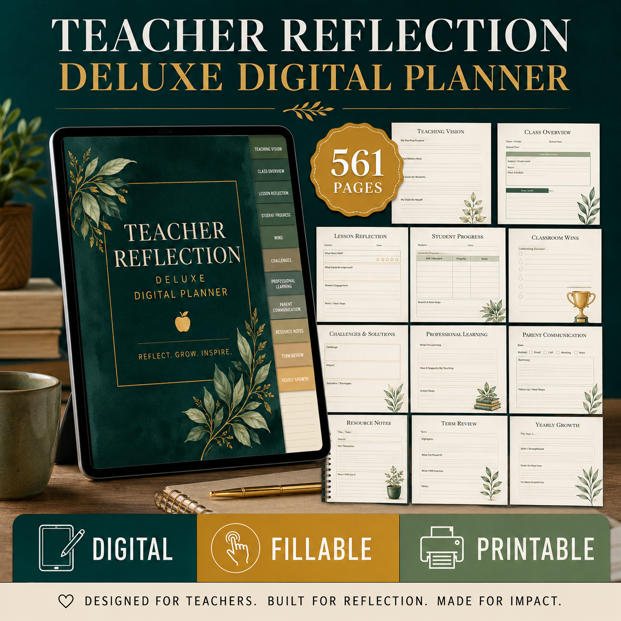 Teacher Reflection Deluxe Digital Planner — listing image 03