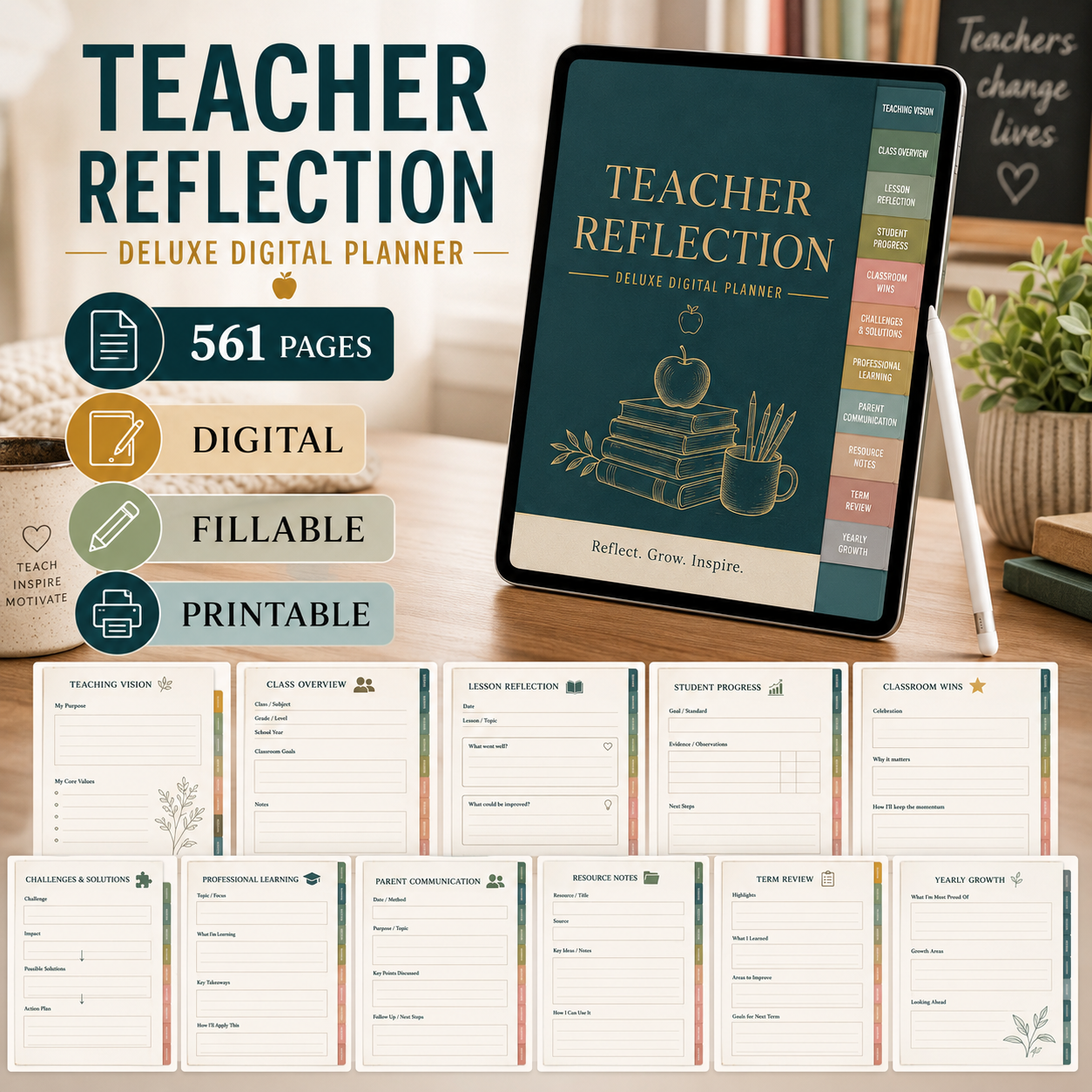 Teacher Reflection Deluxe Digital Planner — listing image 05