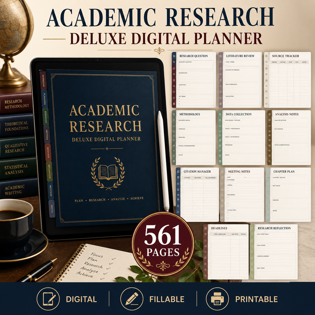 Academic Research Deluxe Digital Planner and Project Organizer — listing image 01