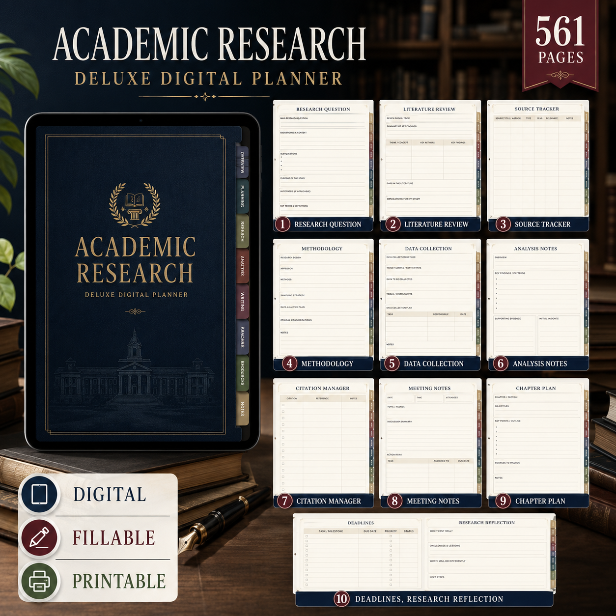 Academic Research Deluxe Digital Planner and Project Organizer — listing image 02