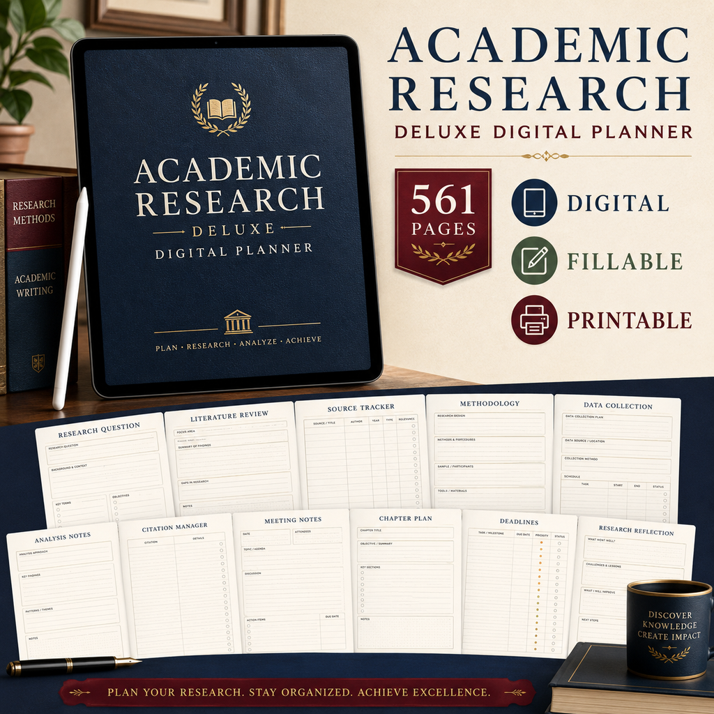 Academic Research Deluxe Digital Planner and Project Organizer — listing image 03