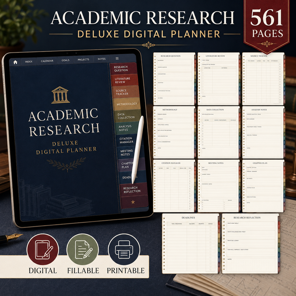 Academic Research Deluxe Digital Planner and Project Organizer — listing image 04