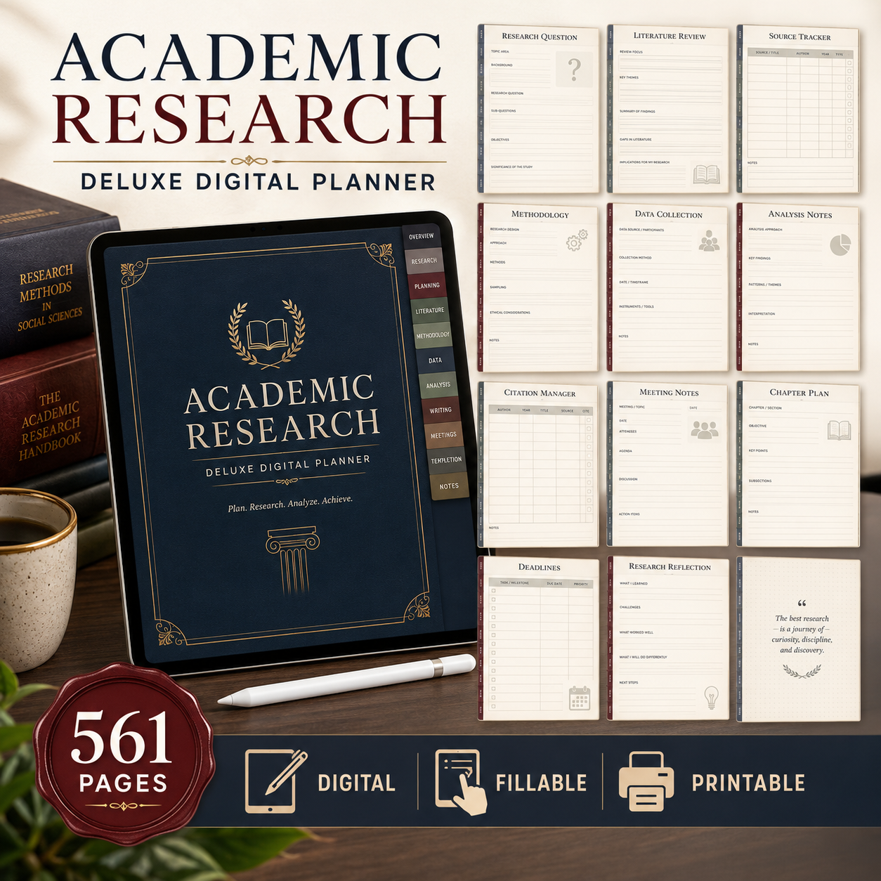 Academic Research Deluxe Digital Planner and Project Organizer — listing image 05