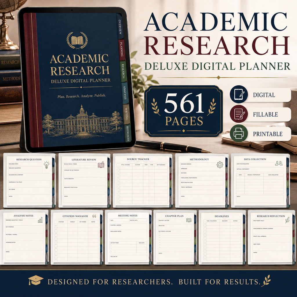 Academic Research Deluxe Digital Planner and Project Organizer — listing image 06