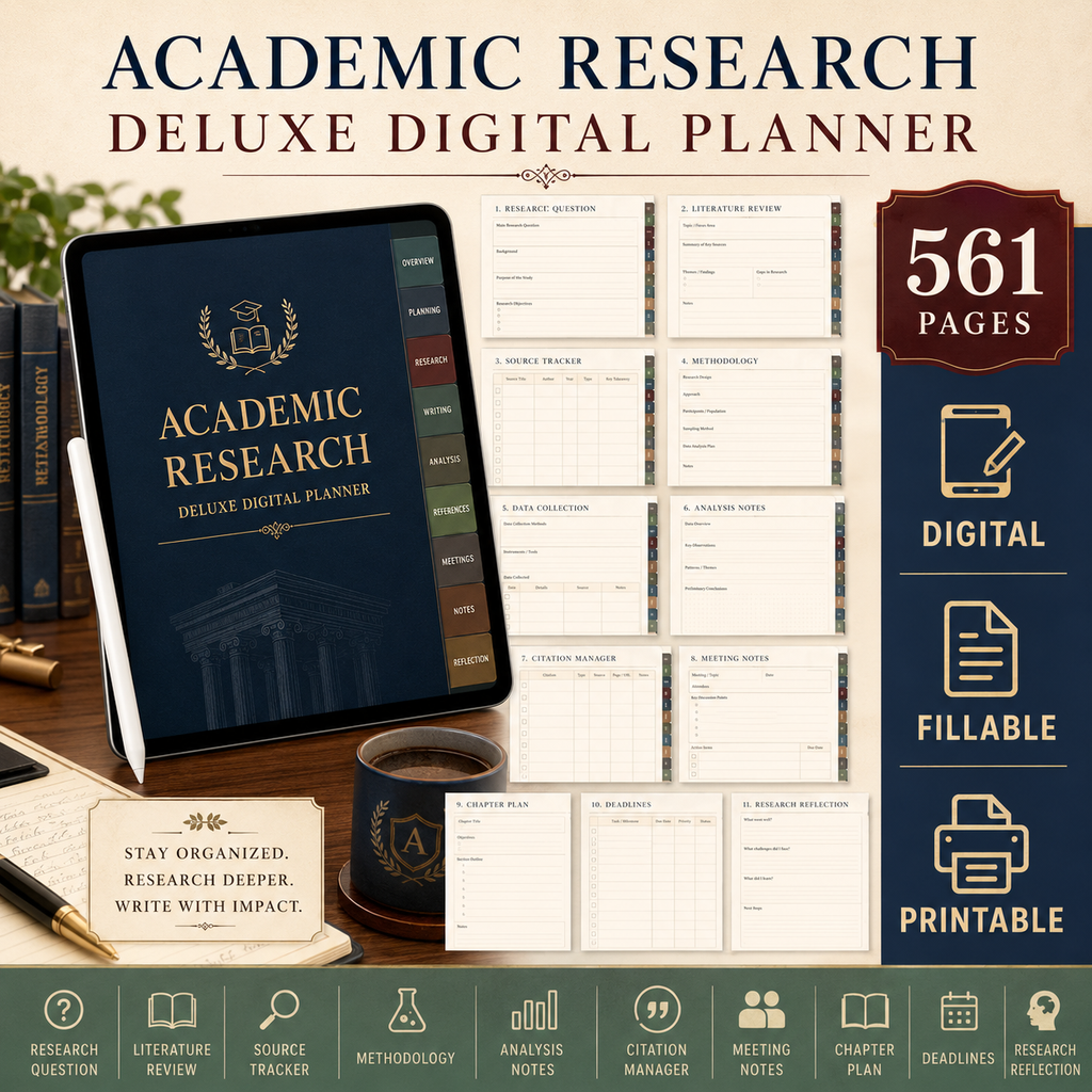 Academic Research Deluxe Digital Planner and Project Organizer — listing image 07